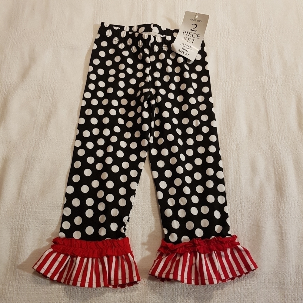 Rare too girls 2T black dot pants ruffle bottom holiday wear